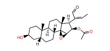 (3b,5b,14b,16b,20Z)-16-Acetoxy-14,15-epoxy-3-hydroxy-24-norcholan-20(22)-en-21-al